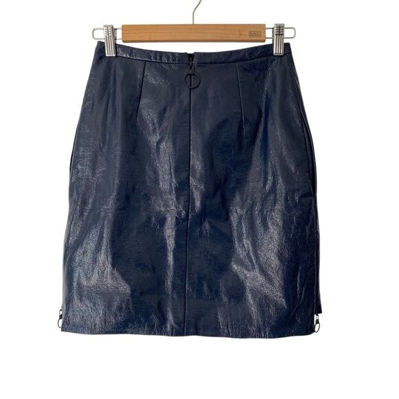 Versace NWTs Faux Leather Navy Blue Zipper Sides Mini Skirt size 4 Size 38 - Picture 3 of 11